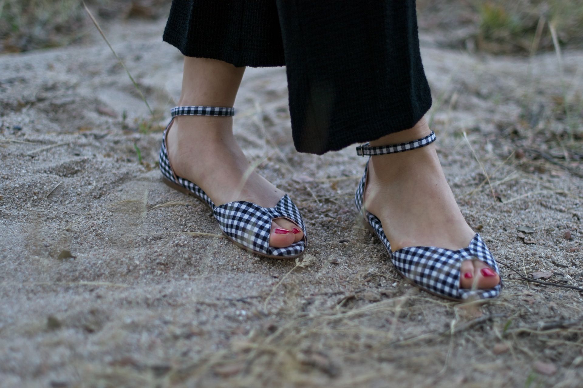 Alizée flat sandal in black Vichy by Bohemian Shoes