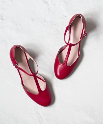 ARIANNE - Heeled and genuine leather ballet pumps - Red Bohemian