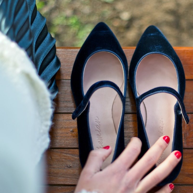 Merceditas AUDREY - Terciopelo azul marino de Bohemian Shoes