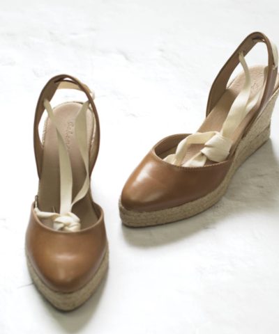 Wedge espadrilles ZOÉ LEATHER - CARAMEL by Bohemian Shoes