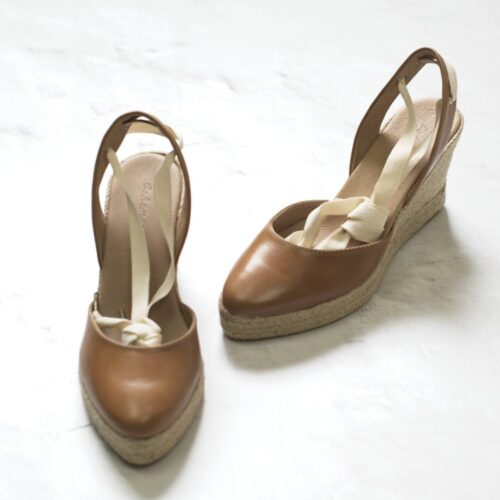 Alpargatas de cuña ZOÉ CUERO - CARAMEL de Bohemian Shoes