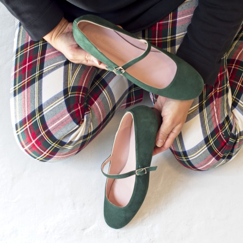 Zapatos de mujer BABETTE - Ante verde musgo