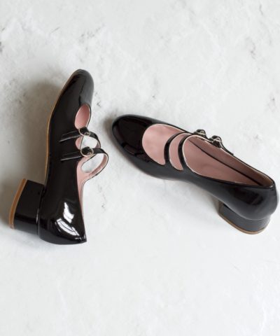 Merceditas de tacón NADINE - Charol negro de Bohemian Shoes