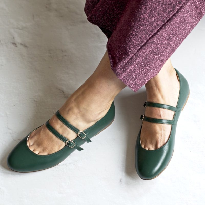 Mary Janes JEANNE - English Green from Bohemian Shoes