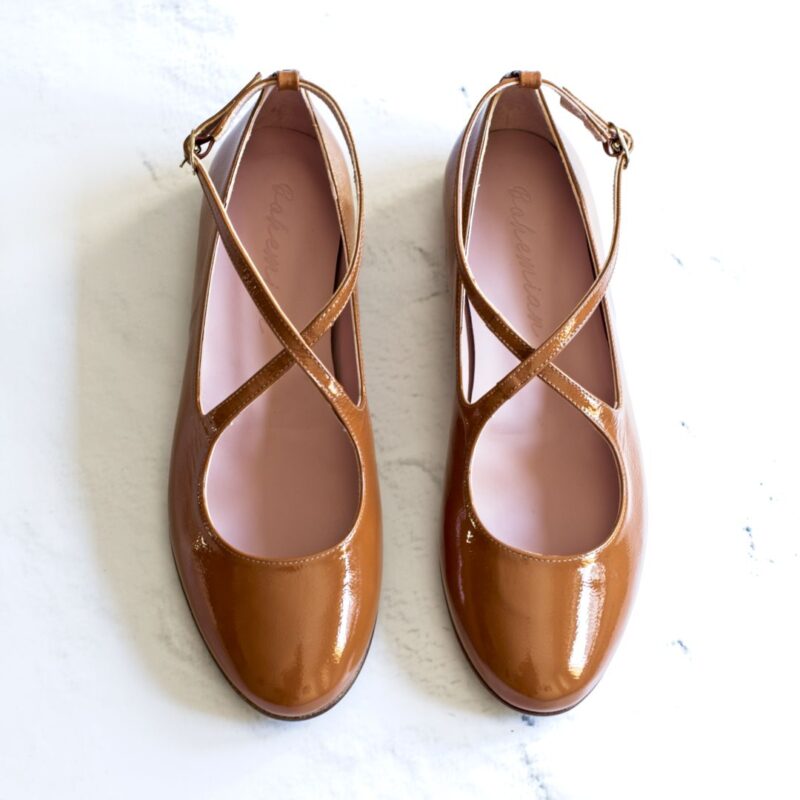 SOPHIE Ballerinas - Patent leather toffee by Bohemian Shoes