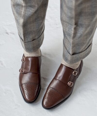 Zapatos de doble hebilla TESSA - Brown Boxcalf