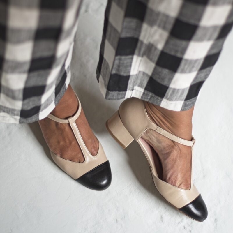 Mary Janes ARIANNE - Bicolor nude / black by Bohemian Shoes