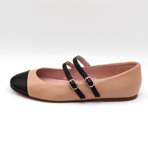 JEANNE Nude / Black Mary Janes