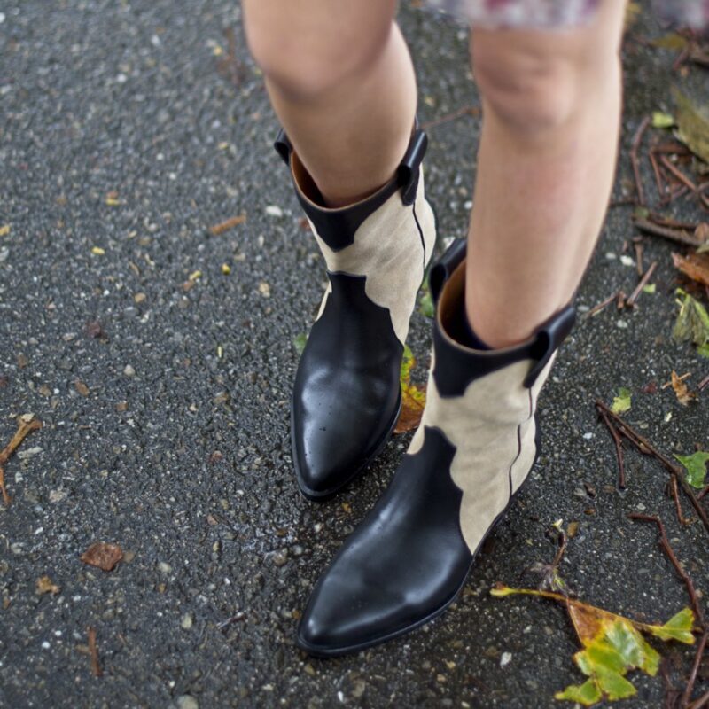 Bohemian BRIGHAM BOOTS bottes de cow-boy - Noir / beige de Chaussures