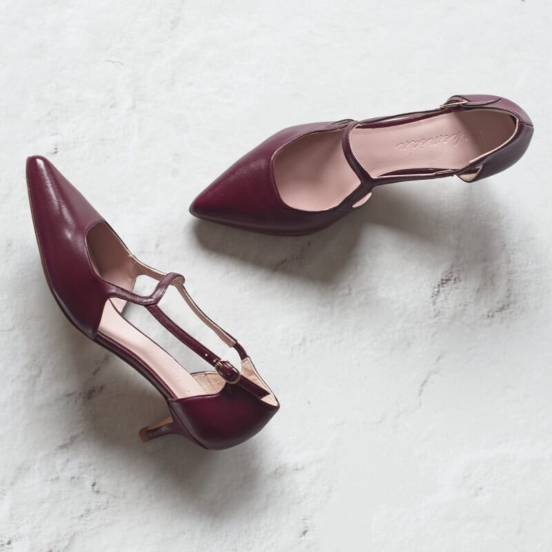 Bohemian ZOÉ kitten heels - Bordeaux by Shoes