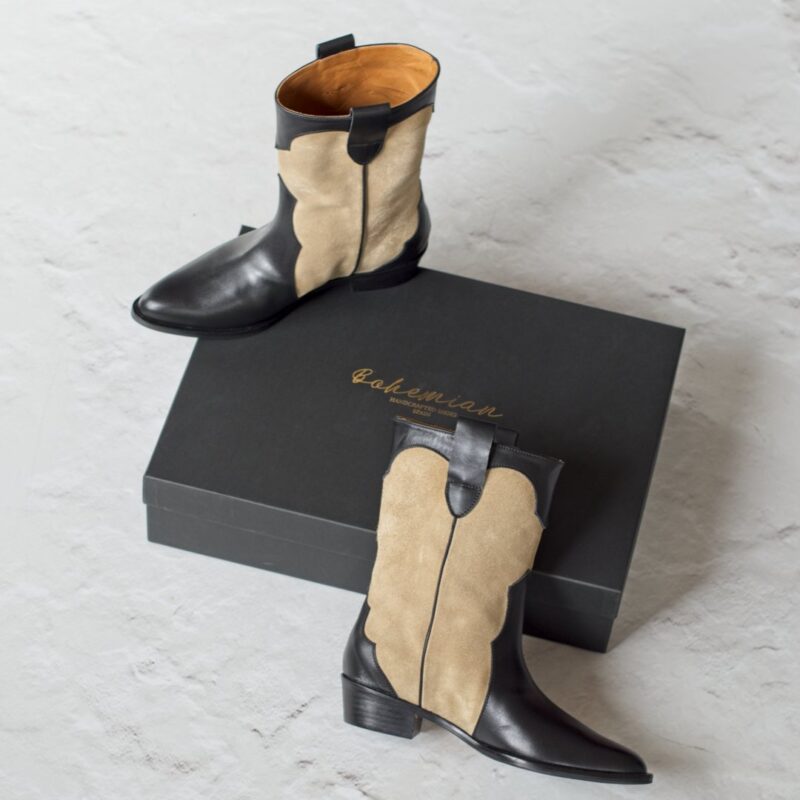 BRIGHAM BOOTS - Black / beige from Bohemian Shoes