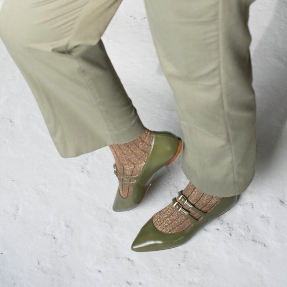 Mary Janes ROMANE - Verde oliva de Bohemian Shoes