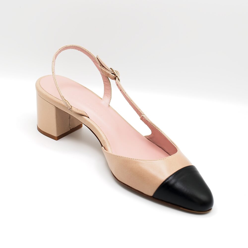 Sandalias de tacón slingback DORINE Nude / Negro