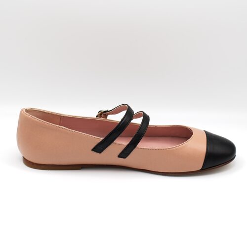 JEANNE Nude / Black Mary Janes